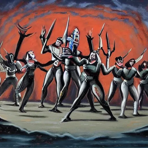 Prompt: A picture of a Klingon Opera, by Banksy