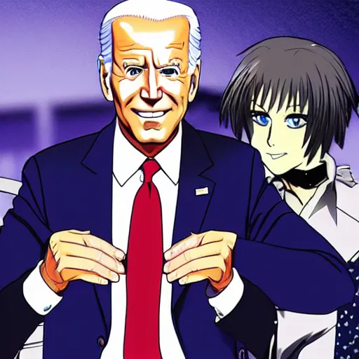 Image similar to Joe Biden as a Jojo character, anime key visual