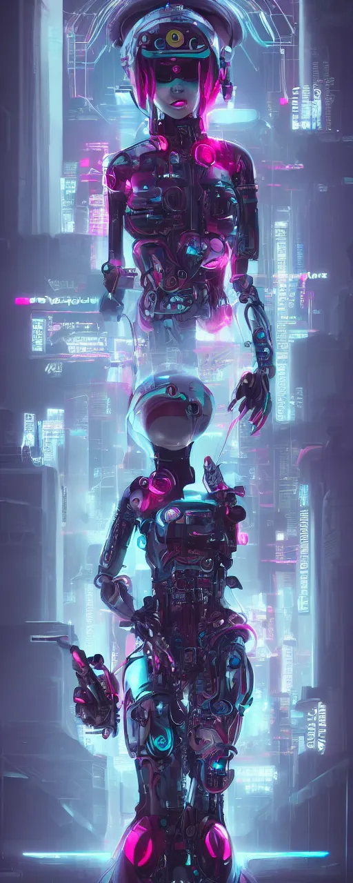 Image similar to a cyberpunk robot geisha sorceress, warcore, sharp focus, detailed, artstation, concept art, 3 d + digital art, wlop style, biopunk, neon colors, futuristic, neon noire, moody