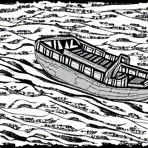 Prompt: an abandoned ship in the aral sea, in the style of daniel johnston and outsider art, 8 k, line brush, overlaid with chinese adverts