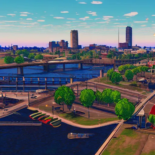 Image similar to providence, rhode island in the style of gta 5