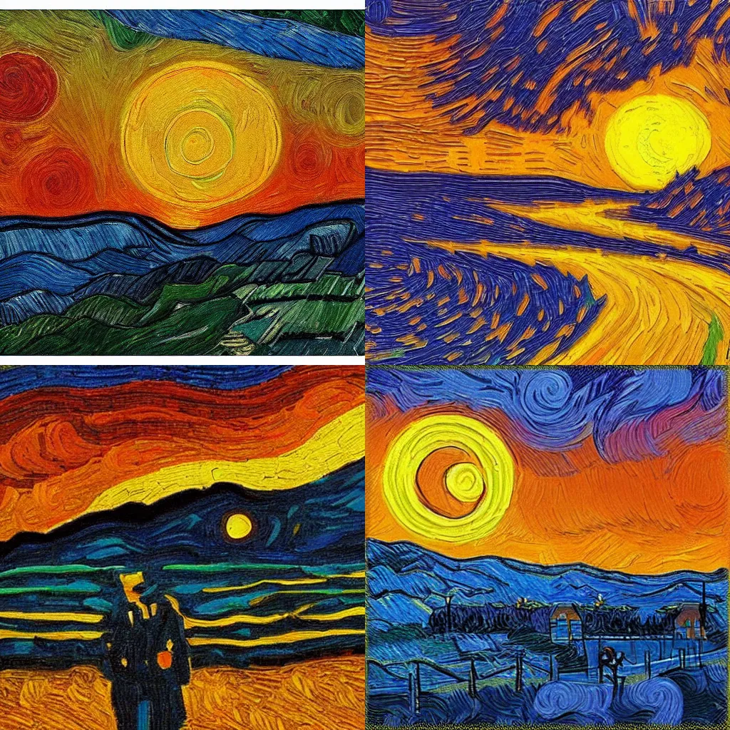 Prompt: sunset in the style of van gogh
