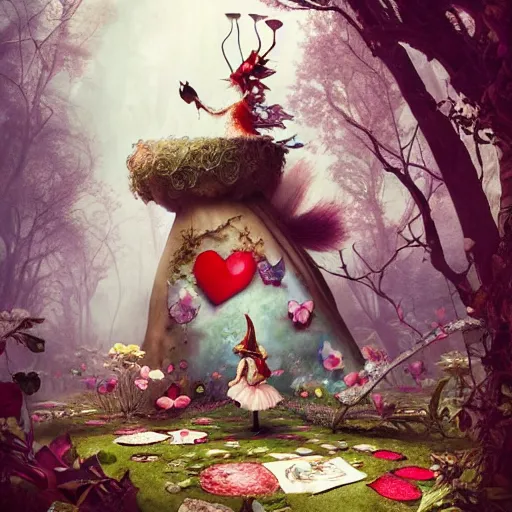 Image similar to alice in wonderland, by ray caesar and vincent callebaut and sandra chevrier and phillipe druillet, trending on artstation hq, deviantart, pinterest, 4 k uhd image