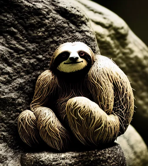 Prompt: a zen sloth levitating while meditating, cinematic lighting, nature photography, highly detailed, intricate details, sharp focus, celestial