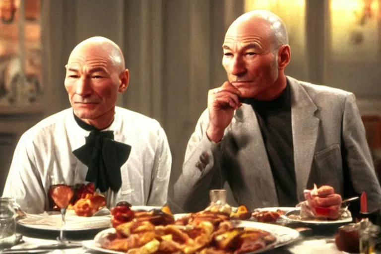 Image similar to film still patrick stewart in a dinner in pulp fuction