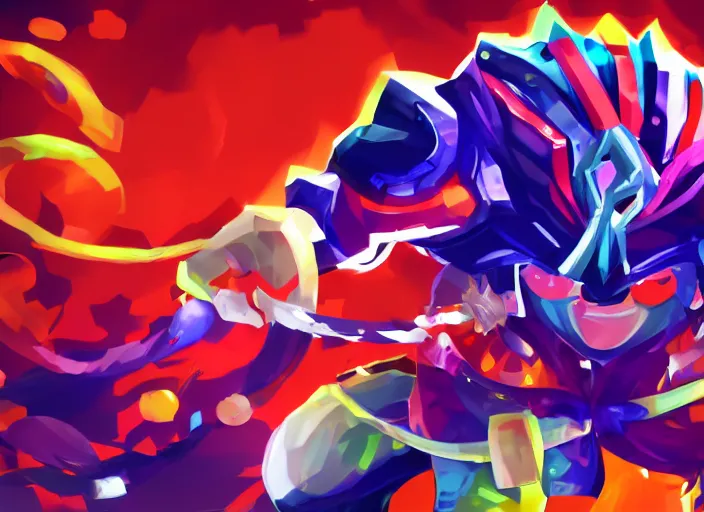 Prompt: champion splashart of champion made out of lufi tunes to listen to