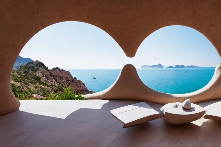 Image similar to palais bulles architecture is formed by the intersection of many white egg shaped spherical spaces. on the calm lake, people's perspective, future, interior wood, marble, award winning, highly detailed 4 - k art, dusk, unreal engine highly rendered, global illumination, radial light, internal environment