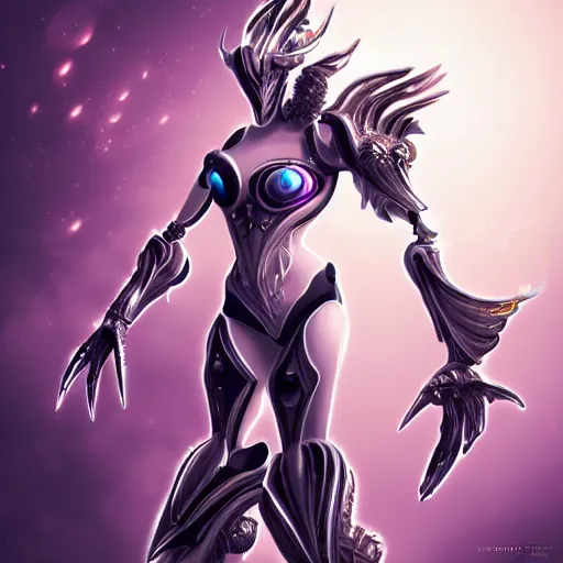 Image similar to highly detailed exquisite fanart, of a beautiful female warframe, but as an anthropomorphic robot female dragon, glowing eyes, off-white plated armor, bright Fuchsia skin, royal elegant pose, bust shot torso up, epic cinematic shot, realistic, professional digital art, high end digital art, sci fi, DeviantArt, artstation, Furaffinity, 8k HD render, epic lighting, depth of field