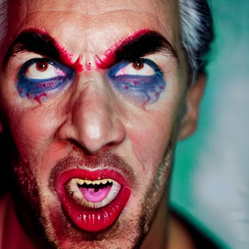 Image similar to a devil, close - up portrait photo by david lachapelle, masterpiece, trending on flickr