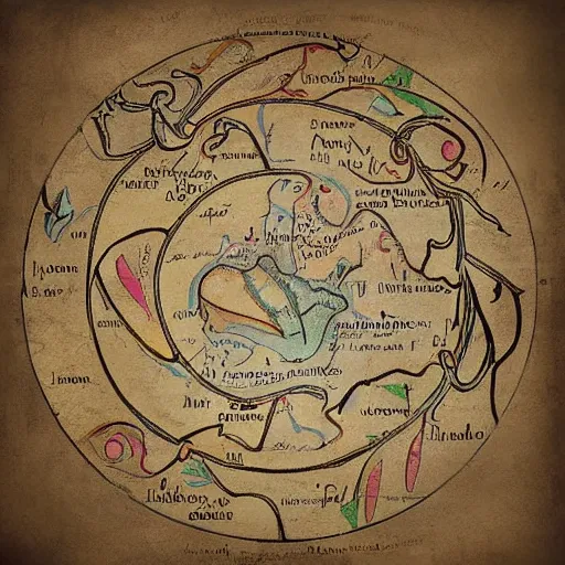 Image similar to ancient colorful map, labyrinth map, scroll, old paper