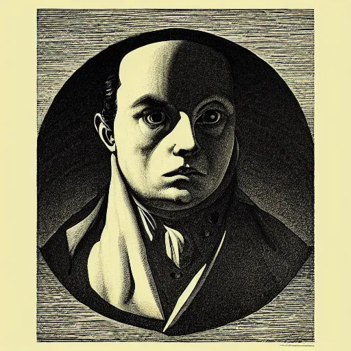 Image similar to lithography on paper conceptual figurative post - morden monumental portrait by goya and escher and hogarth, illusion surreal art, highly conceptual figurative art, intricate detailed illustration, controversial poster art, polish poster art, geometrical drawings, no blur