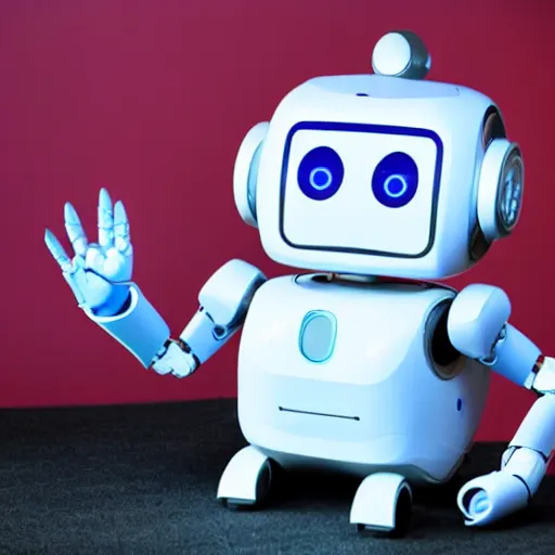 Prompt: <photo attention-grabbing robot-traits='friendly happy' robot-desires='hug'>Cute Robot has urgent message for you</photo>