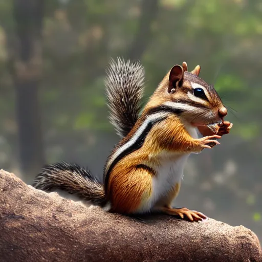 Prompt: chipmunk fight off a army of squirrels, ultra detail, ultra realistic photo realistic, 4k cinematic lighting, octane render,