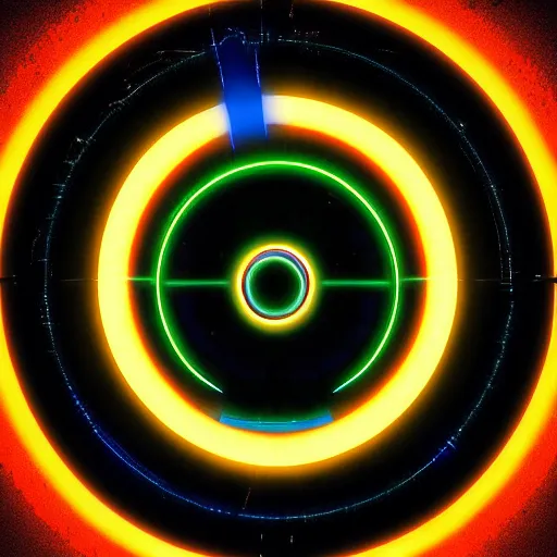 Image similar to cyberpunk glowing ring donut circle enso halo, by andreas rocha