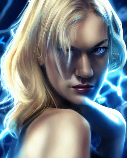 Prompt: yvonne strahovski, full shot, very anime, digital art, captures emotion and movement, ambient lighting, perfect composition, dynamic lighting, detailed face, very extremely detailed blue eyes, smooth shading