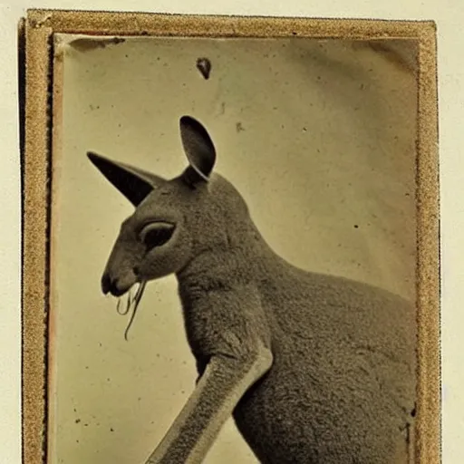 Image similar to kangaroo dressed as a cowboy, cowboy hat boots spurs and pistol, 1 8 0 0 s, photo