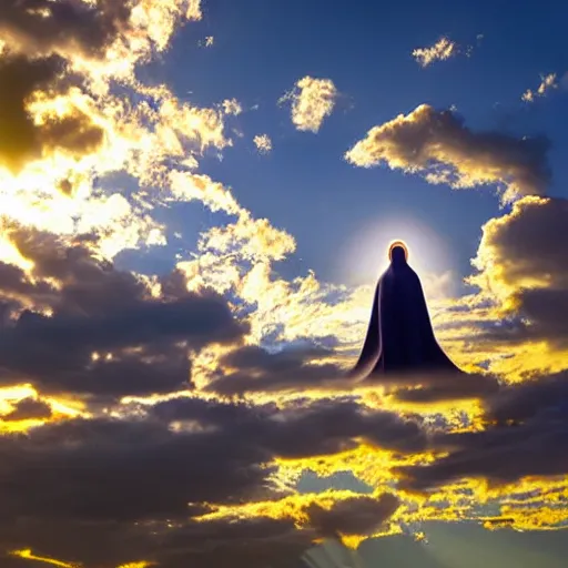 Image similar to shape of huge virgin mary face in sunset clouds