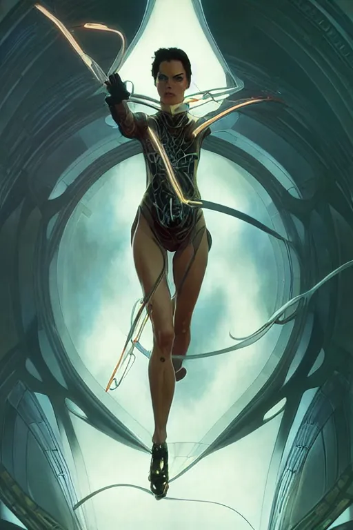 Prompt: using special powers, aeon flux, dynamic pose, intricate, futuristic, fantasy, by stanley artgerm lau, greg rutkowski, alphonse mucha,, thierry mugler, norman rockwell, 3 d,