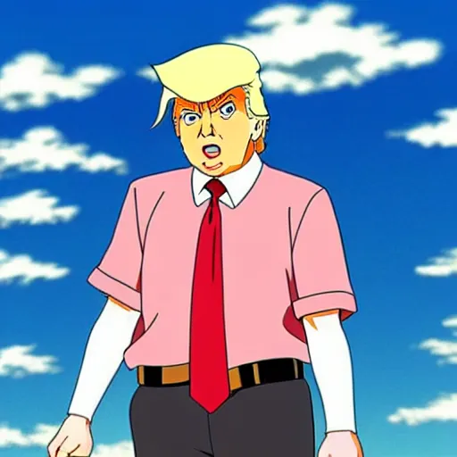 Prompt: Donald Trump as an anime character from Studio Ghibli