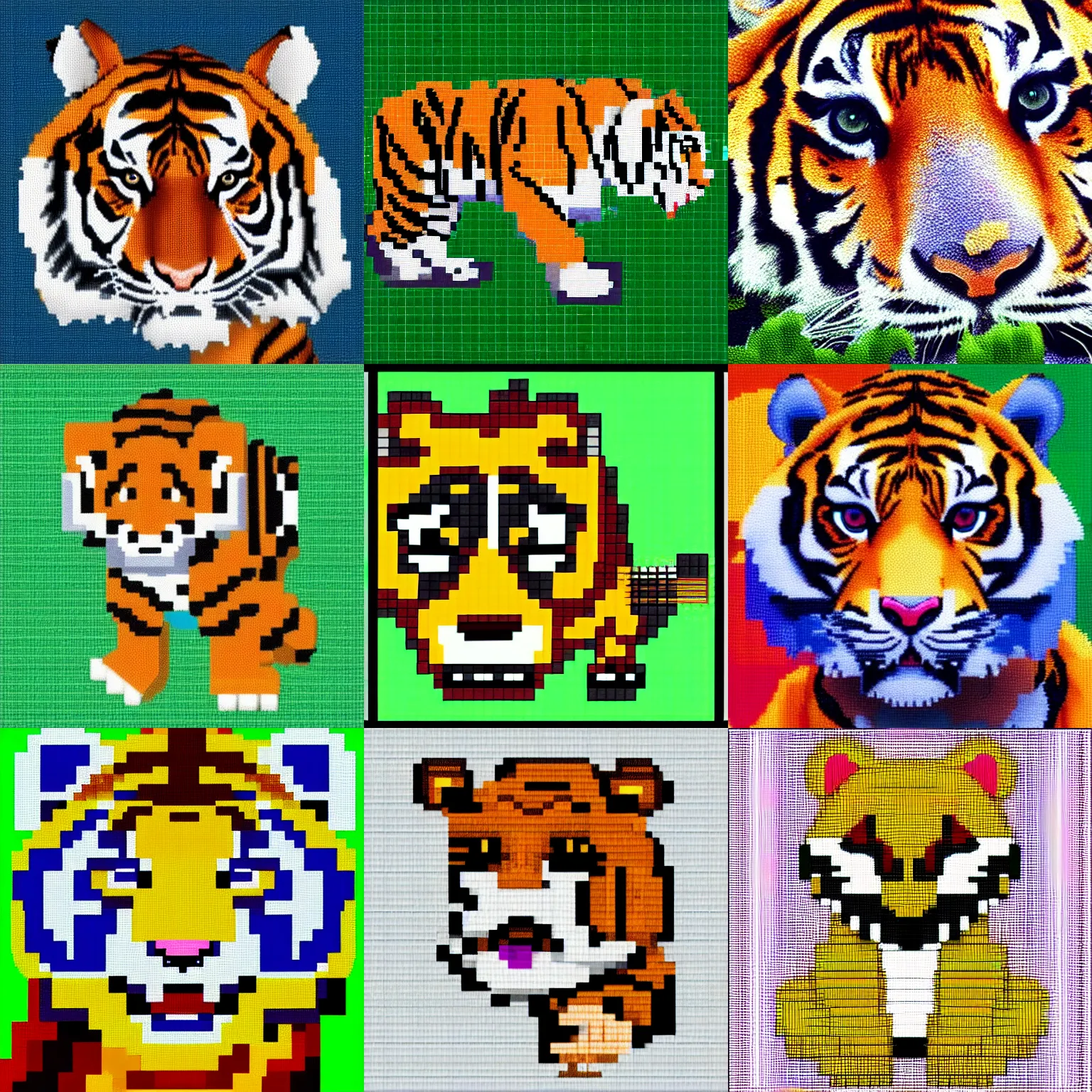 Prompt: a cute tiger, 3 2 bits pixel art