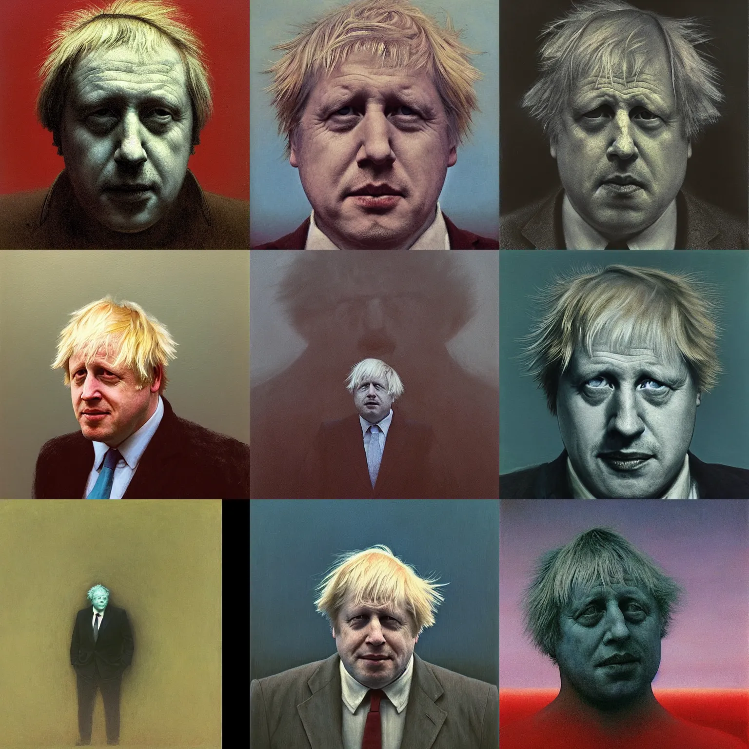 Prompt: photograph of boris johnson, painting by zdislaw beksinski