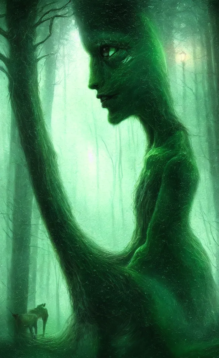 Image similar to epic professional digital art of hungry eyes, ambient green light, painted, mysterious, closeup cinematic boreal scene, eerie, mythic, detailed, intricate, grand, leesha hannigan, wayne haag, reyna rochin, ignacio fernandez rios, mark ryden, van herpen, artstation, cgsociety, epic, stunning, gorgeous, wow wow detail