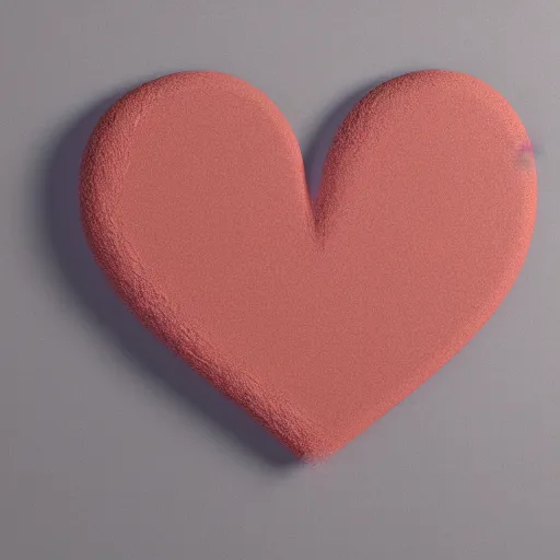 Image similar to 3d render of a red clay heart shape in the middle of a gray sheet of paper, range of pastel colors on the left side