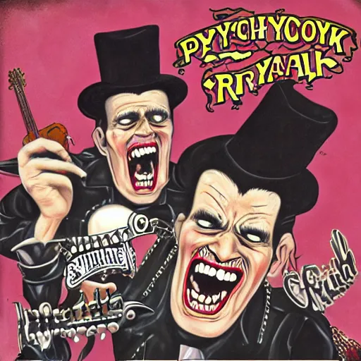 Prompt: psychobilly freakout, album art