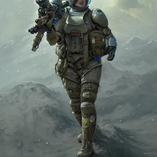 Image similar to Female Intergalactic combat paramedic on the battlefield as art by Donato Giancola and Bayard Wu, digital art, trending on artstation