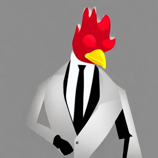 Image similar to a high quality photo of a chicken wearing a suit, 8k, artstation