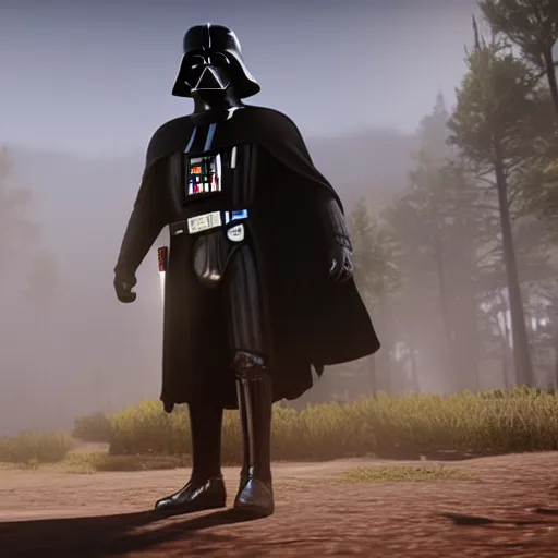 Image similar to Film still of Darth Vader, from Red Dead Redemption 2 (2018 video game)