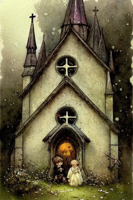 Image similar to (((((1950s fairy tale church . muted colors.))))) by Jean-Baptiste Monge !!!!!!!!!!!!!!!!!!!!!!!!!!!