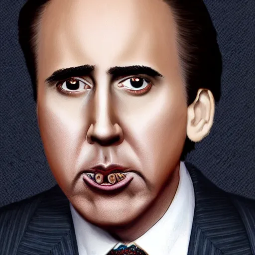 Image similar to nicholas cage as michael scott from office, anatomically correct