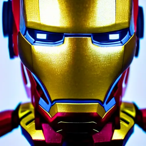 Prompt: macro shot pixel art head of iron man
