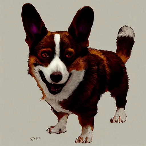 Image similar to zombie corgi geog darrow greg rutkowski