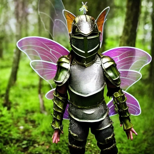 Image similar to photo of a fairy with sparkling armour, award - winning photo