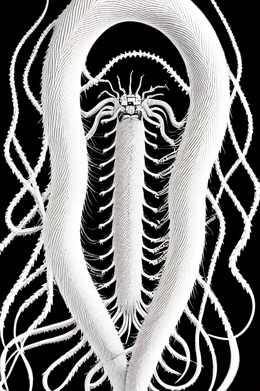 Image similar to the portrait of the white centipede death king, high detail, cinematic