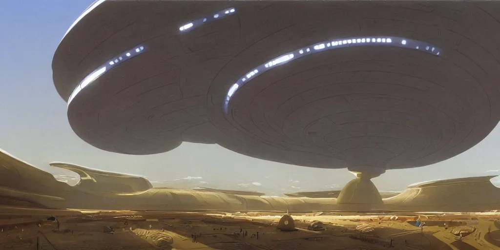 Prompt: a giant apple spaceship by aaron horkry and ralph mcquarrie