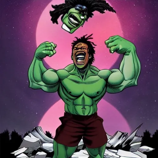 Image similar to lil uzi as the hulk