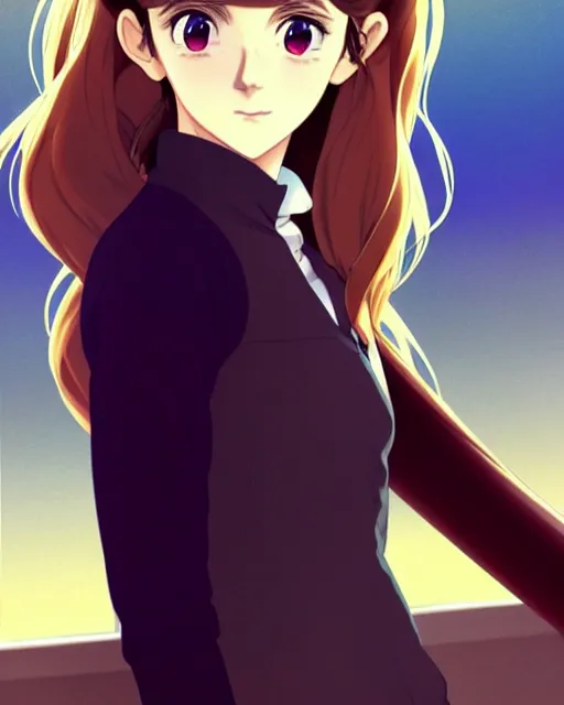 Prompt: Anime as Emma Watson playing Hermione Granger. Cute fine face. Pretty face. Cute smile. Realistic shaded. Perfect face. Fine details. Anime. Realistic shaded lighting. During golden hour!!! Ilya Kuvshinov. Katsuhiro Otomo. Ghost in the shell. Magali Villeneuve. artgerm. Jeremy Lipkin. Michael Garmash. Rob Rey,