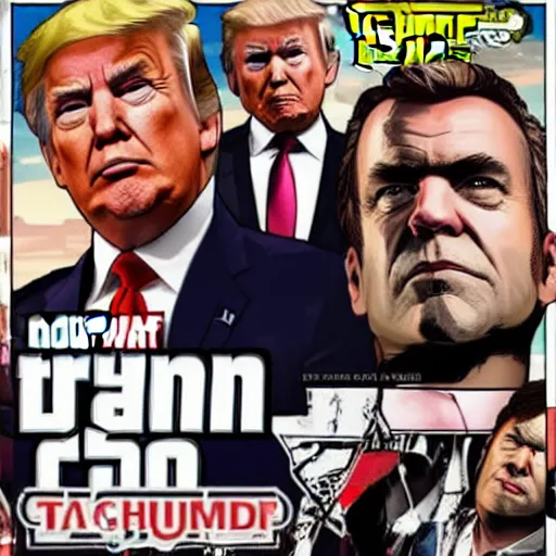 Image similar to Donald Trump on the cover of GTA V,