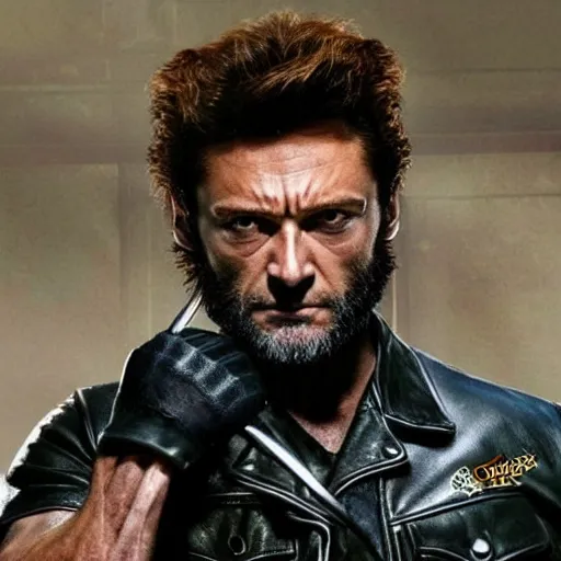 Prompt: wolverine in the sons of anarchy 4 k detailed super realistic