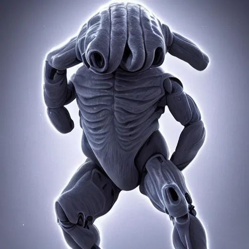 Image similar to a humanoid tardigrade in a dynamic pose. character design. gesture drawing. line of action. official art, unreal engine 5, unreal engine. tetsuya nomura. medium shot. ray tracing hdr. 8 k. uhd. sharp focus. highly detailed. masterpiece. anime render. cinematic lighting. lifelike. symmetrical. beautiful.