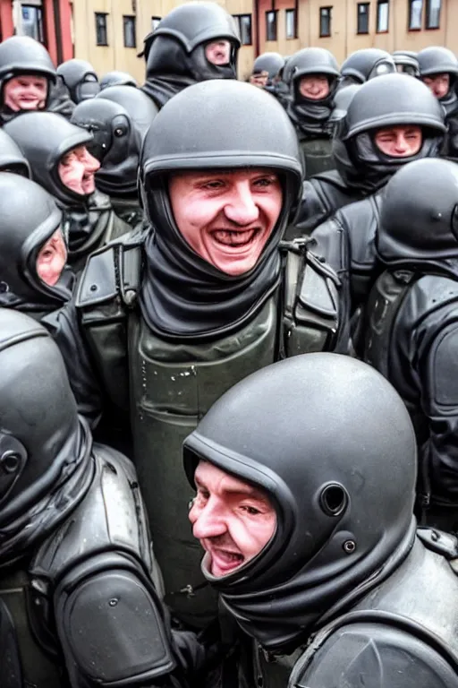 Prompt: happiness of a belarusian riot police 2 0 2 0 realistic faces from amnesty photos