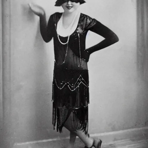 Prompt: 1 9 2 0 s, flapper girl, vintage photograph, speakeasy