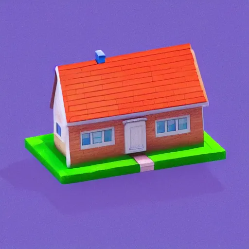 Image similar to cute chubby house, mobile game 3 d render, minimalistic, octane, 1 0 0 mm, depth of field, isometric, blue background