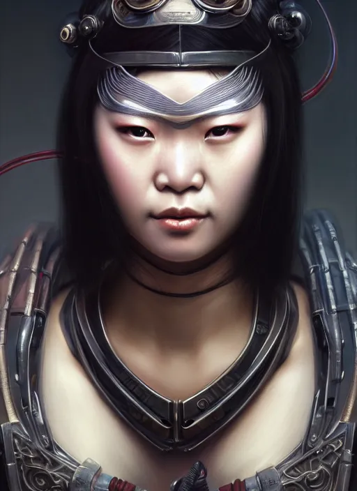 Image similar to closeup portrait shot of an asian cyberpunk female holding a katana, wearing a mask, intricate, elegant, highly detailed, centered, digital painting, artstation, concept art, smooth, sharp focus, illustration, artgerm, tomasz alen kopera, peter mohrbacher, donato giancola, joseph christian leyendecker, wlop, boris vallejo