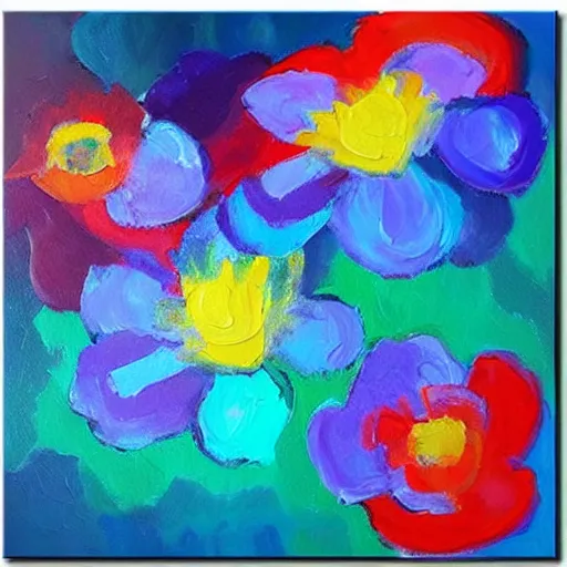 Image similar to award-winning large colorful abstract flowers art painting