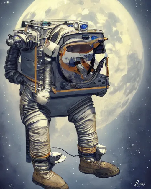 Image similar to sitting astronaut under the horse holding rig, artstation