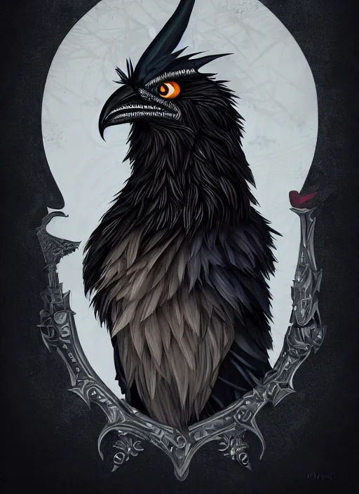 Image similar to raven warlock, wind magic, exquisite details, black beard, white background, by studio muti